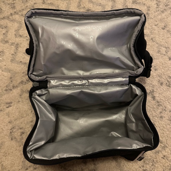 thirty-one Black Canvas Tote with White Piping and Striped Handles - Picture 3 of 3